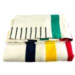 Vintage Hudson's Bay Co 8 Point King Size Striped 100% Wool Blanket 108x100" HBC