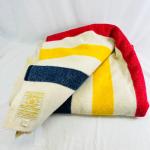 Vintage Hudson's Bay Co 8 Point King Size Striped 100% Wool Blanket 108x100" HBC