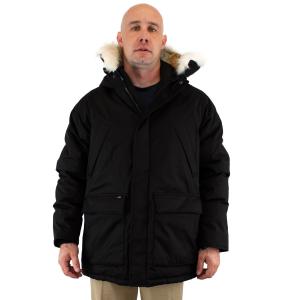 Nobis Heritage Parka Coat, Men's Winter Jacket, Cross-Hatch with Hood, Black