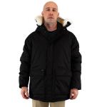 Nobis Heritage Parka Coat, Men's Winter Jacket, Cross-Hatch with Hood, Black
