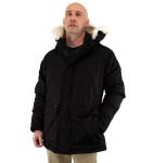 Nobis Heritage Parka Coat, Men's Winter Jacket, Cross-Hatch with Hood, Black