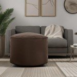 Gouchee Home Dotcom Brava Pouf Ottoman Foot Rest - Chocolate, Modern Round Bean Bag Chair with Water Repellent Fabric - Floor Pouf for Living Room, Bedroom or Patio - Foot Rest for Indoor and Outdoor