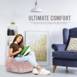 Gouchee Home Fluffy Collection Faux Fur Upholstered Bean Bag Chair, Rose- Sofa Chair for Kids and Adults, Comfy Chair for Bedroom and Living Room Furniture, Lounge Chair, X-Large