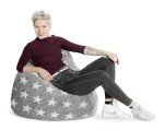 Gouchee Home Fluffy Stars Collection Faux Fur Upholstered Bean Bag Chair, Gray - Sofa Chair for Kids and Adults, Comfy Chair for Bedroom and Living Room Furniture, Lounge Chair, X-Large