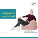 Gouchee Home Fluffy Collection Faux Fur Upholstered Bean Bag Chair, Rose- Sofa Chair for Kids and Adults, Comfy Chair for Bedroom and Living Room Furniture, Lounge Chair, X-Large