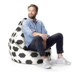 Gouchee Home Soccer Ball Bean Bag Chair - Black/White Sofa Chair for Kids and Adults, Comfy Chair for Bedroom and Living Room Furniture, Lounge Chair, X-Large