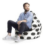 Gouchee Home Soccer Ball Bean Bag Chair - Black/White Sofa Chair for Kids and Adults, Comfy Chair for Bedroom and Living Room Furniture, Lounge Chair, X-Large