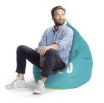 Gouchee Home Yolo Collection Bean Bag Chair for Kids and Adults, Turquoise - Bean Bag Couch for Indoor Living Spaces - Cozy, Stylish, and Comfy Lazy Sofa Chair for Reading, Gaming, and More, X-Large