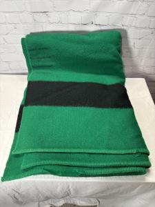 Vintage Hudson Bay Company 4 Point Wool Green Blanket Made In England 75"x84”