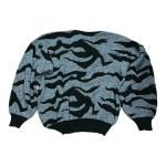Vintage Sears Sweater Mens 44 Black Gray Tiger Stripe Knit Crewneck 90s Canada