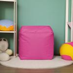 Gouchee Home Cube Brava Pouf Ottoman Foot Rest - Pink - Modern Square Bean Bag Chair with Water Repellent Fabric - Floor Pouf for Living Room, Bedroom or Patio - Foot Rest for Indoor and Outdoor
