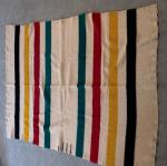 Vtg Hudsons Bay Point Company 4 Point Blanket Multistripe 100% Wool   58" x 76".