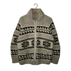 Canadian Sweater Company Wool Cowichan Hand Knit Vtg Full Zip Shawl Collar M/L