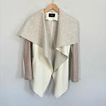 Rudsak Lamony Jacket Women Size Small Ivory Gray Leather Oversize Collar Flaw