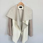 Rudsak Lamony Jacket Women Size Small Ivory Gray Leather Oversize Collar Flaw