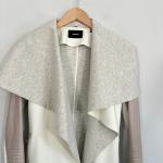 Rudsak Lamony Jacket Women Size Small Ivory Gray Leather Oversize Collar Flaw