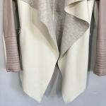 Rudsak Lamony Jacket Women Size Small Ivory Gray Leather Oversize Collar Flaw