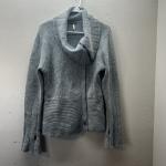 NOBIS Wool Angora Cowl Neck Snap Button Long Sweater Gray Knit Outdoors Granola