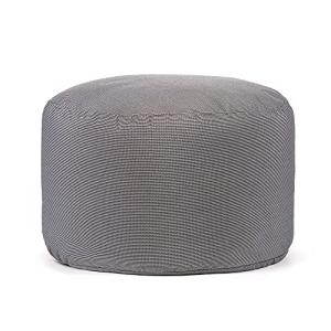 Gouchee Home Dotcom Soleil Bean Bag Round Ottoman/Pouf - Waterproof, Fade-Resistant Footrest for Indoor/Outdoor - Filled with High-Density Polystyrene Beads, Double-Stitched Seam, Charcoal-20"D x 12"H