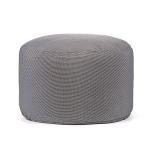 Gouchee Home Dotcom Soleil Bean Bag Round Ottoman/Pouf - Waterproof, Fade-Resistant Footrest for Indoor/Outdoor - Filled with High-Density Polystyrene Beads, Double-Stitched Seam, Charcoal-20"D x 12"H