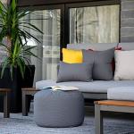Gouchee Home Dotcom Soleil Bean Bag Round Ottoman/Pouf - Waterproof, Fade-Resistant Footrest for Indoor/Outdoor - Filled with High-Density Polystyrene Beads, Double-Stitched Seam, Charcoal-20"D x 12"H