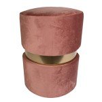 Gouchee Home Amsterdam Velvet Upholstered Round Footstool Ottoman Masala