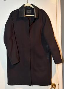 Rudsak Women's MOONI Mid-Length Coat Leather Collar Black Size L (orig. $395)