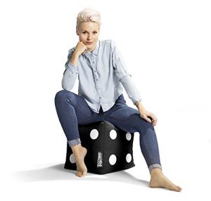 Gouchee Home Cube Dice Collection Contemporary Upholstered Dice Design Square Pouf/Ottoman, Black/White, Large, S3041001