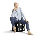 Gouchee Home Cube Dice Collection Contemporary Upholstered Dice Design Square Pouf/Ottoman, Black/White, Large, S3041001