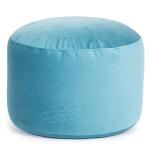 Gouchee Home Belgique Round Velvet Pouf, Foot Stool, Stuffed Ottoman Bean Bag Chair - Plush, Stylish, Lightweight and Comfortable Furniture Accessory for Living Room & Bedroom - 20" x 12", Turquoise