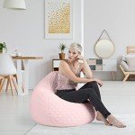 Gouchee Home Fluffy Hearts Collection Faux Fur Upholstered Bean Bag Chair -Rose, Sofa Chair for Kids and Adults, Comfy Chair for Bedroom and Living Room Furniture, Lounge Chair, X-Large