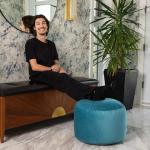 Gouchee Home Belgique Round Velvet Pouf, Foot Stool, Stuffed Ottoman Bean Bag Chair - Plush, Stylish, Lightweight and Comfortable Furniture Accessory for Living Room & Bedroom - 20" x 12", Turquoise