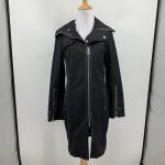 Rudsak Jacket Women S Small Black Elana Leather Panels Full Zip Sleeves Longline