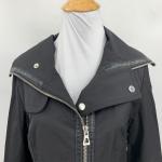 Rudsak Jacket Women S Small Black Elana Leather Panels Full Zip Sleeves Longline