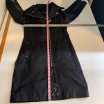 Rudsak Jacket Women S Small Black Elana Leather Panels Full Zip Sleeves Longline