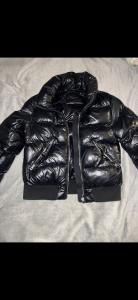 Rudsak Quilted Black Puffer Jacket Logo Patch Branded Straps Women's