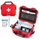 NANUK 904 Waterproof First Aid Kit 110pcs – Durable, Pre-Stocked First Aid Emergency Kit with Bandages, Tick Removal Tool, and More – Dustproof, Impact-Resistant, Floats (10.2" x 7.9" x 4.5") – Red