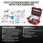 NANUK 904 Waterproof First Aid Kit 110pcs – Durable, Pre-Stocked First Aid Emergency Kit with Bandages, Tick Removal Tool, and More – Dustproof, Impact-Resistant, Floats (10.2" x 7.9" x 4.5") – Red