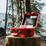 NANUK 904 Waterproof First Aid Kit 110pcs – Durable, Pre-Stocked First Aid Emergency Kit with Bandages, Tick Removal Tool, and More – Dustproof, Impact-Resistant, Floats (10.2" x 7.9" x 4.5") – Red