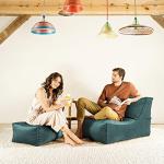 Gouchee Home Roll Velvet Ottoman/Pouf Multi-Function Lounger Stool Footrest with Filling Petrol