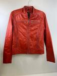 Rudsak Ateliernoir Division Orange Leather Jacket Silver Zippers Womens Size G/L