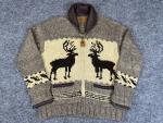 Vtg Canadian Sweater Co Cowichan Wool Zip Jacket Men’s L Deer Canada