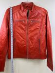 Rudsak Ateliernoir Division Orange Leather Jacket Silver Zippers Womens Size G/L