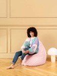 Gouchee Home Fluffy Hearts Collection Faux Fur Upholstered Bean Bag Chair -Rose, Sofa Chair for Kids and Adults, Comfy Chair for Bedroom and Living Room Furniture, Lounge Chair, X-Large