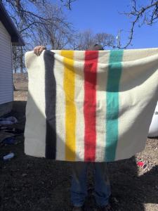 Hudson's Bay Company Wool Striped Blanket Multicolor Rectangular Bedroom Adult