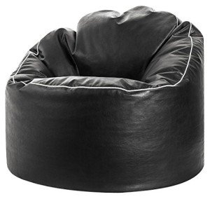 Gouchee Home Tube Cozy Bean Bag Chair - Faux Leather Bean Bag Couch for Kids and Adults - Sofa Chair for Indoor Living Spaces - Cozy and Stylish Comfy Chair for Reading, Gaming, and More - Black, XL