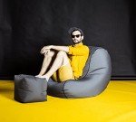 Gouchee Home Chillybean Collection Bean Bag Chair, Grey - Polyester Upholstered Sofa Chair for Kids and Adults, Comfy Chair for Bedroom and Living Room Furniture, Lounge Chair, X-Large