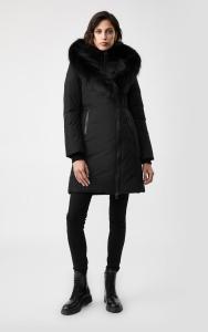 KAY DOWN COAT WITH SILVER FOX FUR SIGNATURE MACKAGE COLLAR BLACK X-SMALL