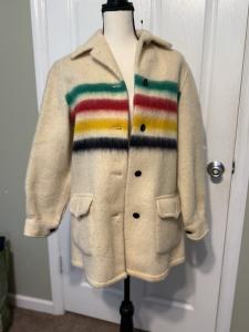 Hudson's Bay Co 1960s Vintage Wool Point Blanket Coat Jacket Unisex Size S