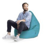 Gouchee Home Beanbag Brava Collection Upholstered Bean Bag Chair for Kids and Adults – Turquoise, Bean Bag Couch for Indoor Living Spaces - Stylish & Comfy Sofa Lounger for Reading, Gaming - X-Large